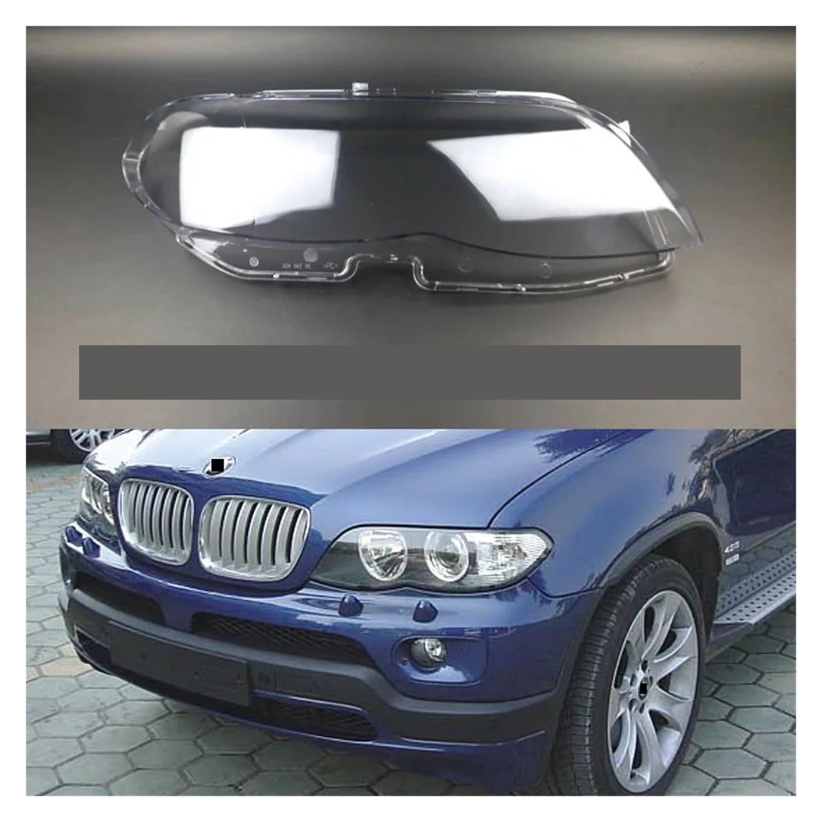 Auto Frontscheinwerfer Objektiv Glas Auto Shell Scheinwerfer Lampenschirm Kopf Licht Lampenabdeckung Lampenabdeckung Kompatibel mit BMW X5 E53 2004-2006(Left and Right) von LAINGJINGMEI