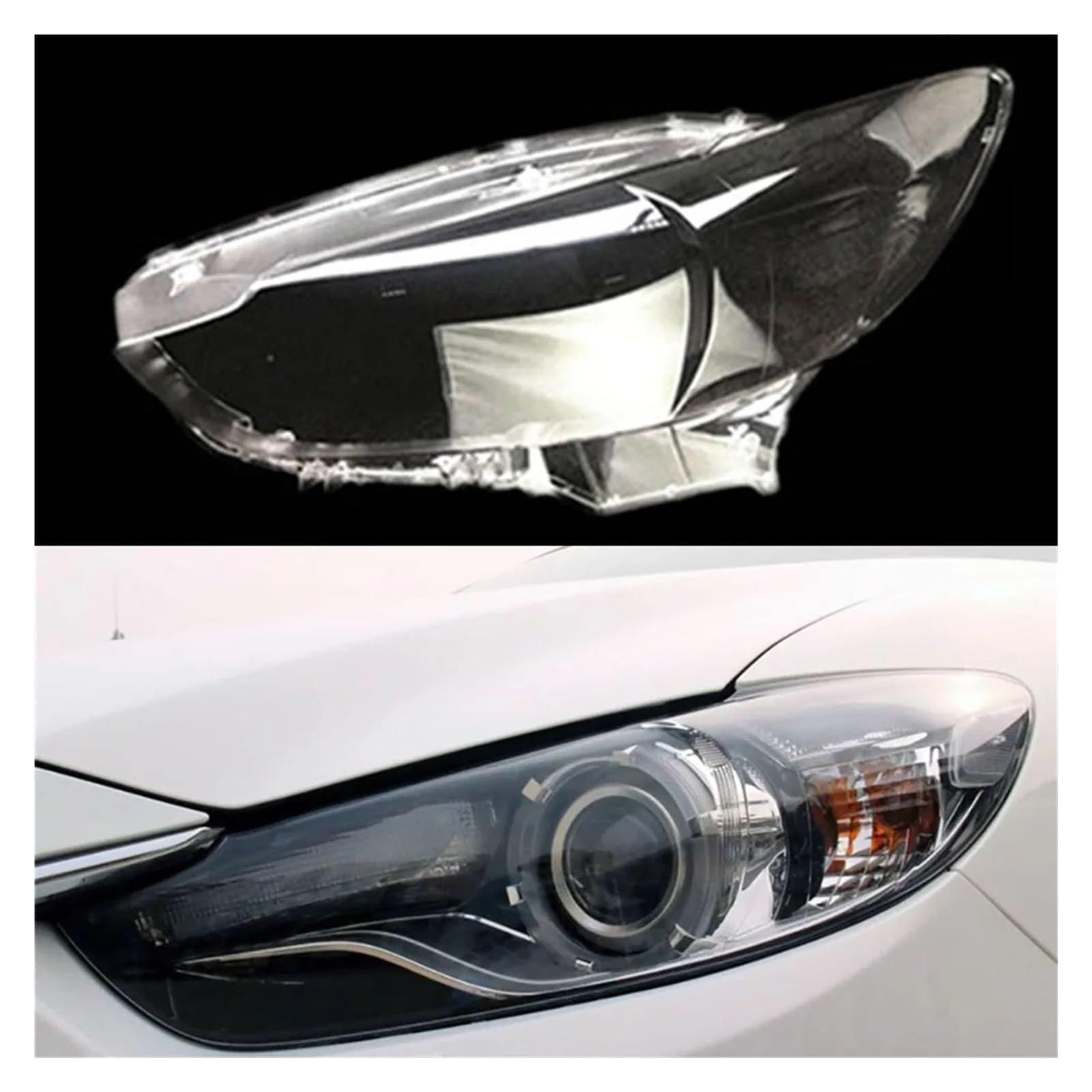 Kompatibel mit Mazda 6 Atenza 2013–2016, Auto-Ersatz-Scheinwerferabdeckung, transparenter Lampenschirm, Lampengehäuse, Scheinwerfer-Glaslinsenschale(Left) von LAINGJINGMEI