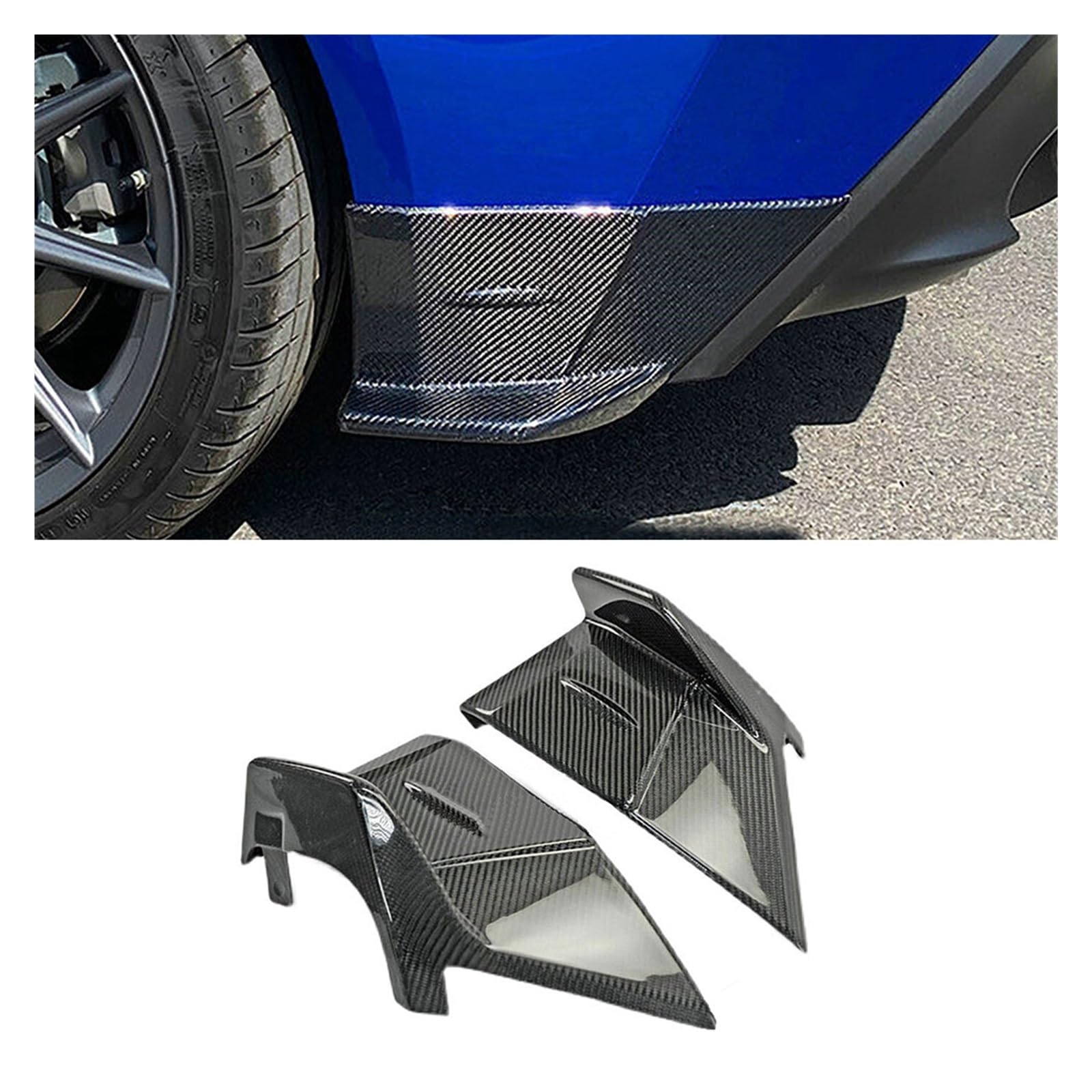 LAINGJINGMEI 2 STÜCKE Carbon Fiber Heckstoßstange Seitenschweller Splitter Dekoration Abdeckung Verkleidung Kompatibel for Toyota GT86 Subaru BRZ 2022-2023(Rear Bumper Trim) von LAINGJINGMEI