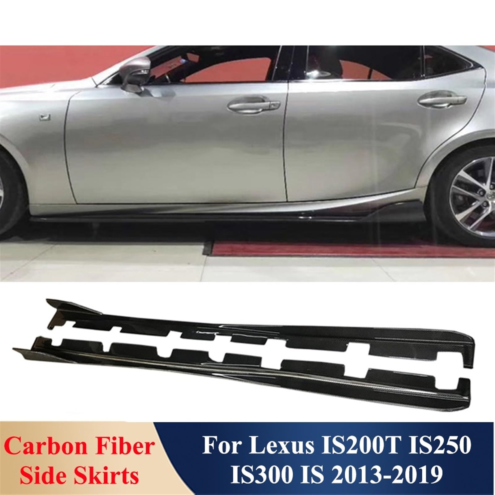 LAINGJINGMEI A Style Real Carbon Fiber Seitenschweller Türschürzen Kompatibel for Lexus IS200T IS250 IS300 is Automodell 2013-2019 Modifikation(FRP) von LAINGJINGMEI