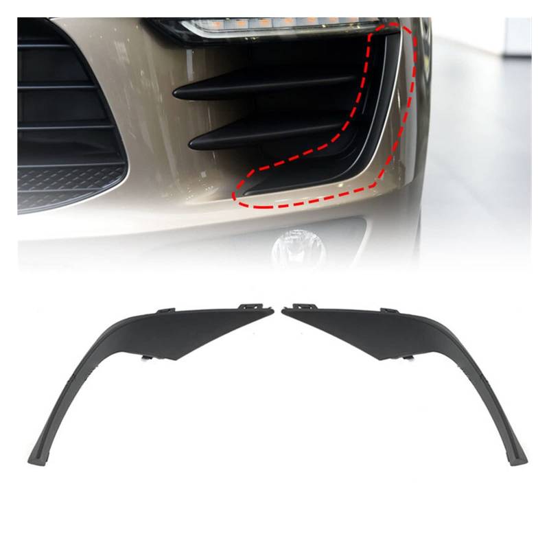 LAINGJINGMEI Auto Front Stoßstange Kühlergrill Seite Abdeckung Nebel Lampe Rahmen Trim Streifen Kompatibel for Porsche Macan 95B 2015-2018 95B807819 95B807820(Left and Right) von LAINGJINGMEI