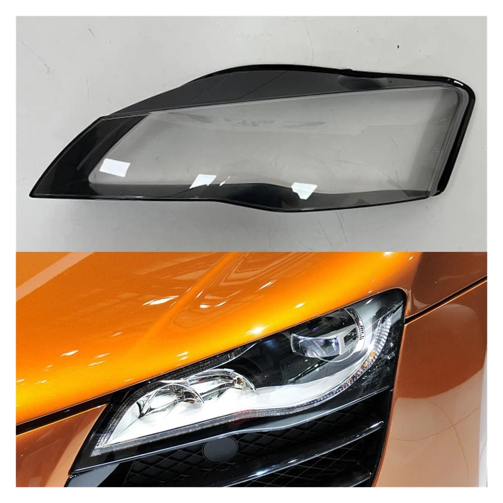 LAINGJINGMEI Auto-Frontglas-Linsen-Lampenschirm-Schale, kompatibel mit Audi R8 2007–2015, Scheinwerfer, transparente Lampenabdeckung, Auto-Lichtgehäuse, Scheinwerfer-Abdeckung(Left) von LAINGJINGMEI