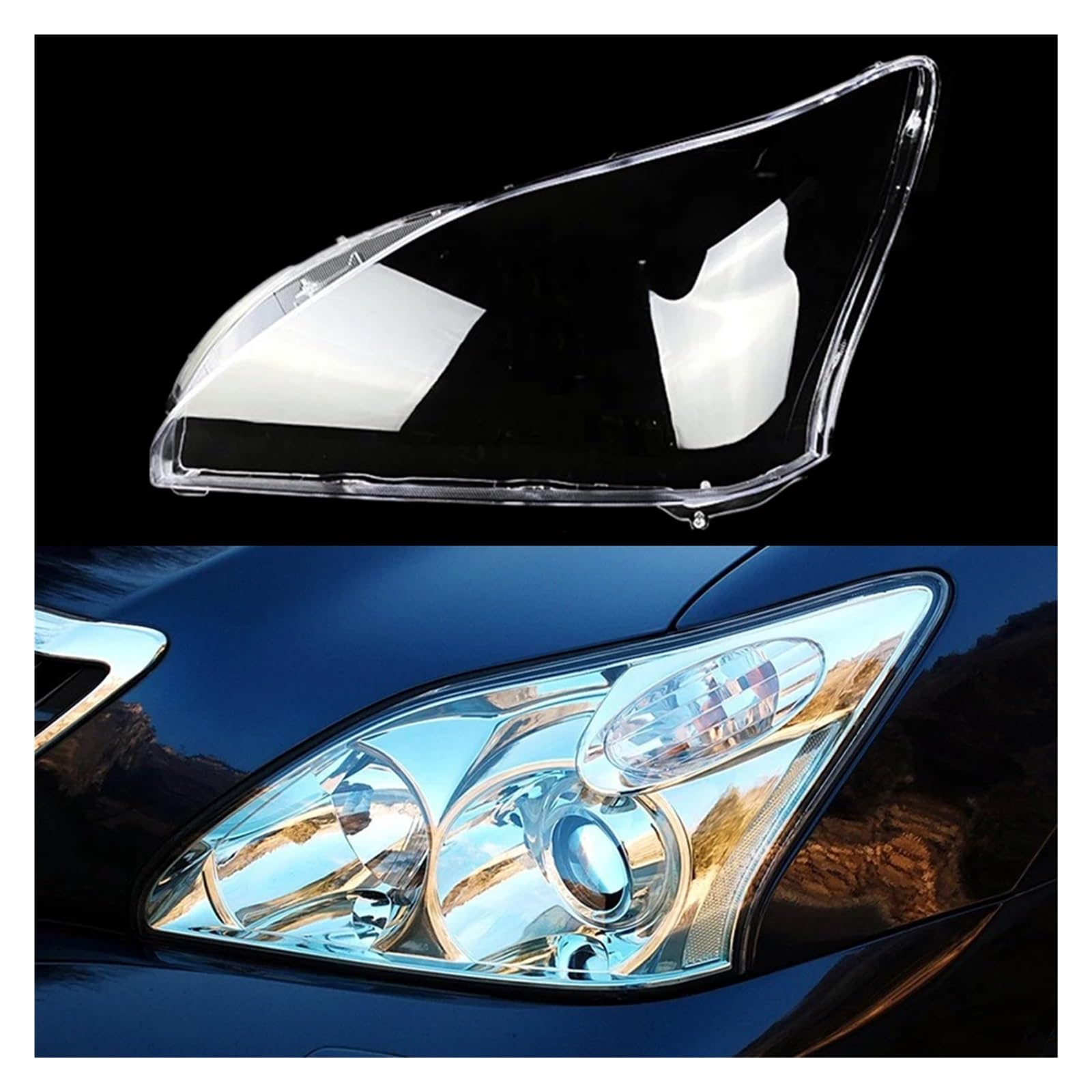 LAINGJINGMEI Auto-Frontscheinwerfer-Glas-Scheinwerferkappen, transparenter Lampenschirm, Lampenschale, automatische Linsenabdeckung, kompatibel mit Lexus RX300 RX350 RX400 2003–2008(Left) von LAINGJINGMEI