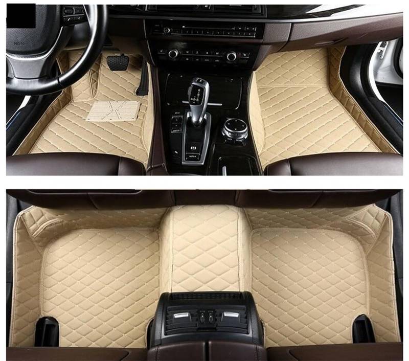 LAINGJINGMEI Auto-Fußmatten, kompatibel mit Infiniti Q50 2014 2015, Teppiche, wasserdicht, individuelle Innenausstattung, Fußteppiche, Auto-Schutz, Pedale, Pads(Beige) von LAINGJINGMEI