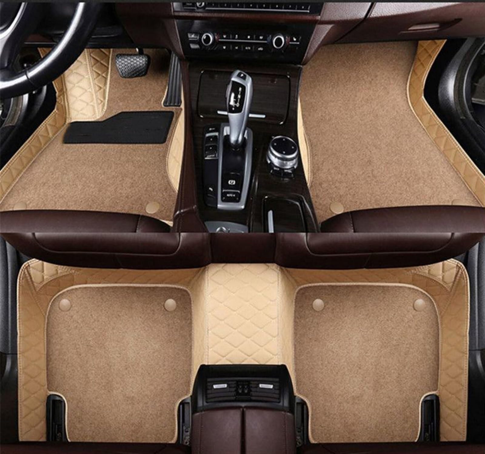 LAINGJINGMEI Auto-Fußmatten, kompatibel mit Infiniti Q50 2014 2015, Teppiche, wasserdicht, individuelle Innenausstattung, Fußteppiche, Auto-Schutz, Pedale, Pads(Beige plus beige) von LAINGJINGMEI