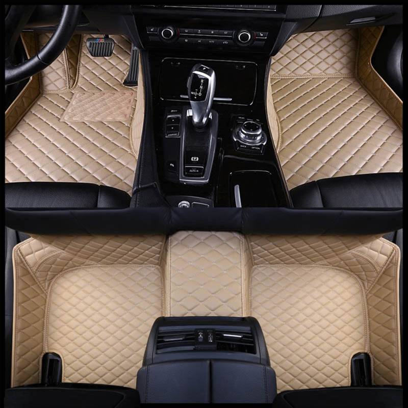 LAINGJINGMEI Auto Fußmatten Kompatibel for Audi A4 B6 B7 B8 B9 Fuß Coche Zubehör Auto Teppiche(Beige) von LAINGJINGMEI