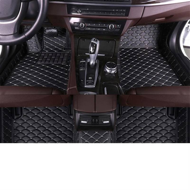 LAINGJINGMEI Auto Fußmatten Kompatibel for Hyundai Santa Fe Fünf Sitze 2013 2014 2015 2016 2017 2018 Auto Fuß Pads Teppich Abdeckung innen Zubehör(Black-Beige) von LAINGJINGMEI