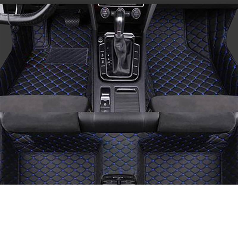 LAINGJINGMEI Auto Fußmatten Kompatibel for Hyundai Santa Fe Fünf Sitze 2013 2014 2015 2016 2017 2018 Auto Fuß Pads Teppich Abdeckung innen Zubehör(Black-Blue) von LAINGJINGMEI