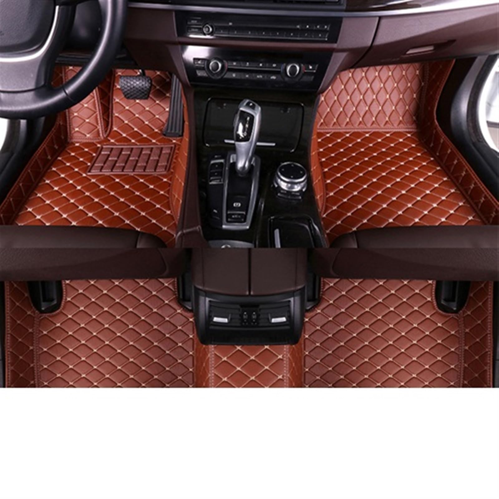 LAINGJINGMEI Auto Fußmatten Kompatibel for Hyundai Santa Fe Fünf Sitze 2013 2014 2015 2016 2017 2018 Auto Fuß Pads Teppich Abdeckung innen Zubehör(Brown) von LAINGJINGMEI