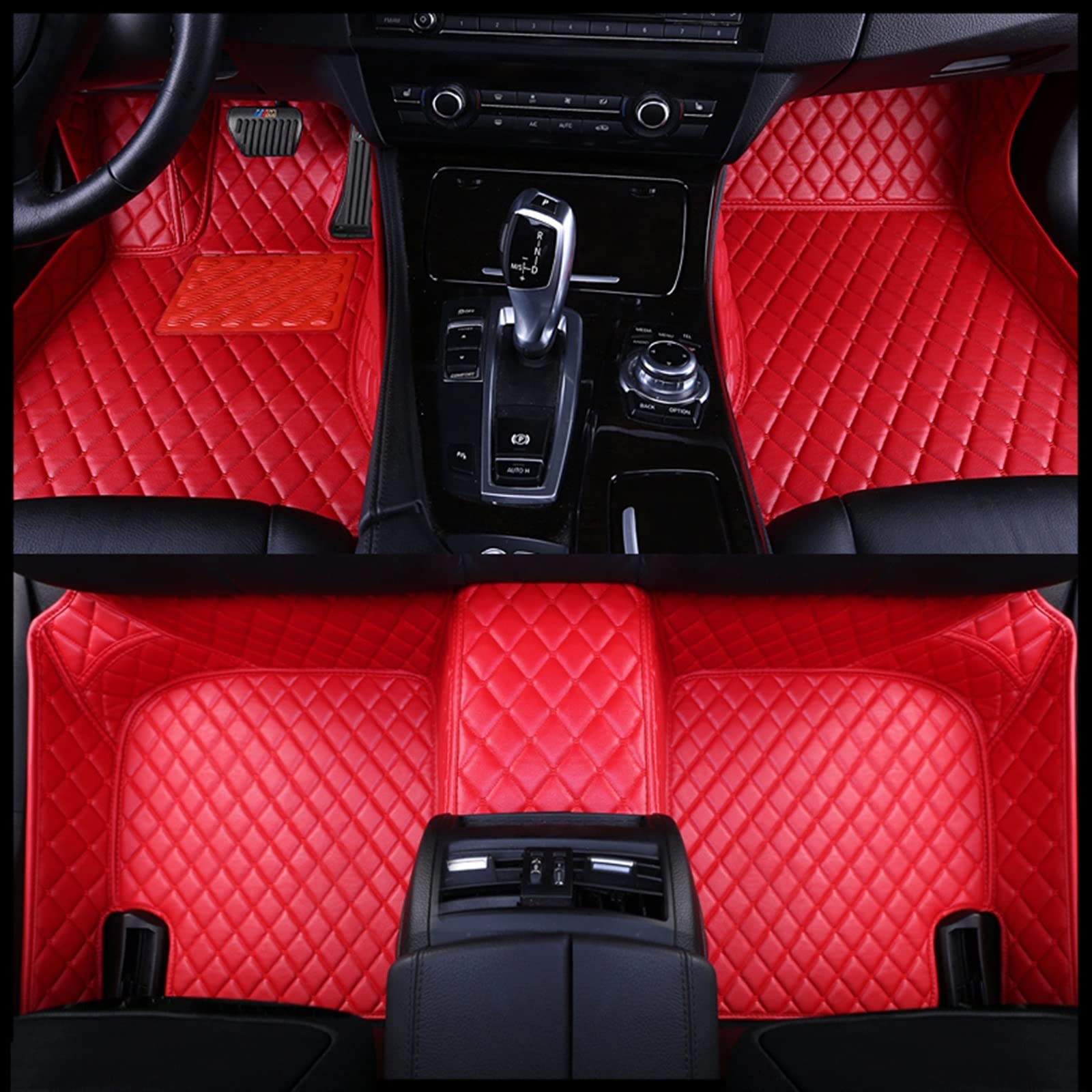 LAINGJINGMEI Auto Fußmatten Kompatibel for Toyota Yaris Cross 2020~2022 AUTO Nterior Zubehör Leder Teppiche Teppiche Fuß Pads(Red) von LAINGJINGMEI