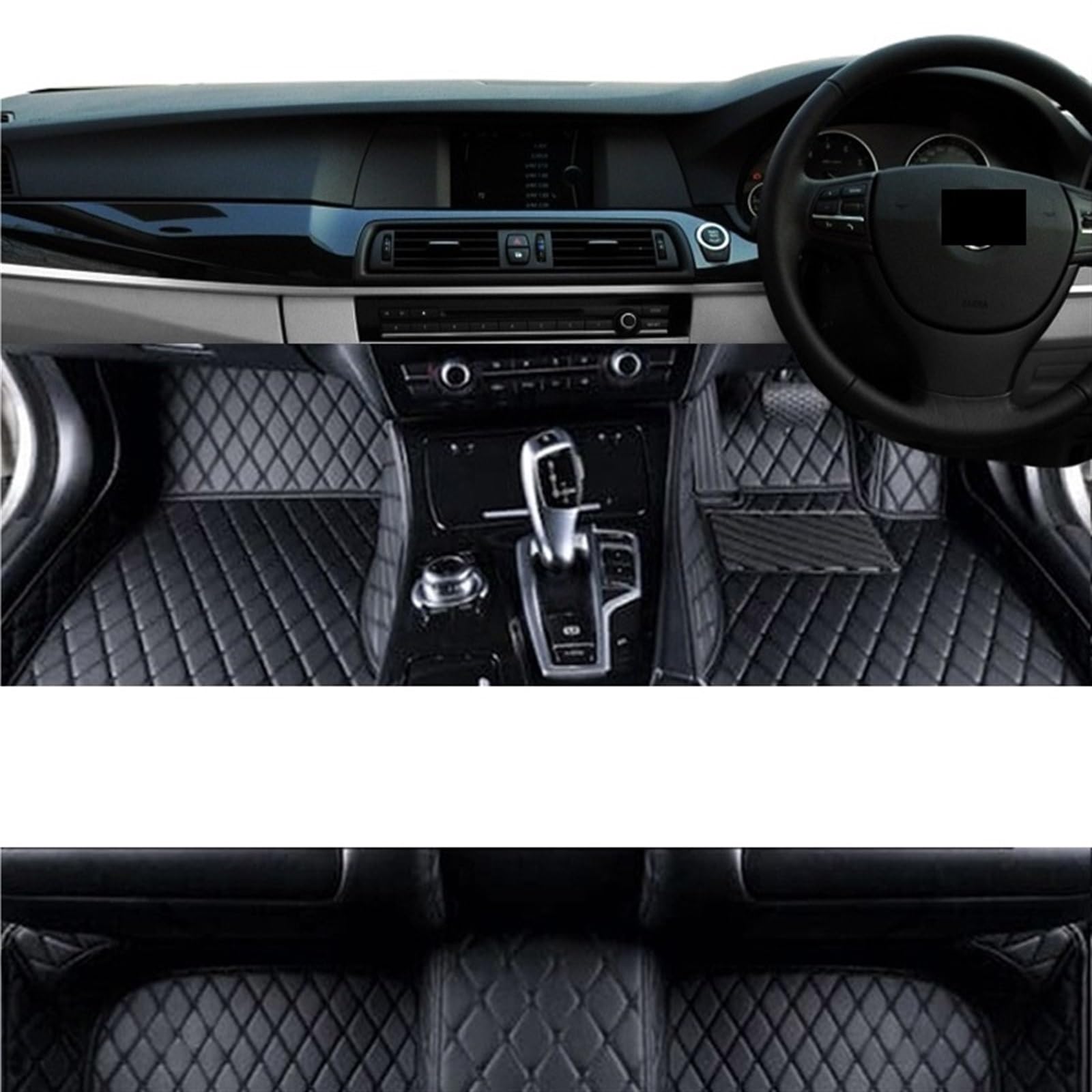 LAINGJINGMEI Auto-Fußmatten kompatibel for Peugeot 3008 P84 2017–2023, individuelle Auto-Fußpolster, Lederteppich, Innenzubehör 2018 2019 2020 2021 2022(RHD Black Black) von LAINGJINGMEI