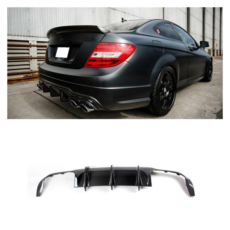 LAINGJINGMEI Carbon Fiber/FRP Heckstoßstangen-Diffusor Lip Spoiler Diffusor Kompatibel for Mercedes-Benz C-Klasse W204 C300 C63 AMG Limousine Coupe 2008-2014(12-14 FRP Black) von LAINGJINGMEI