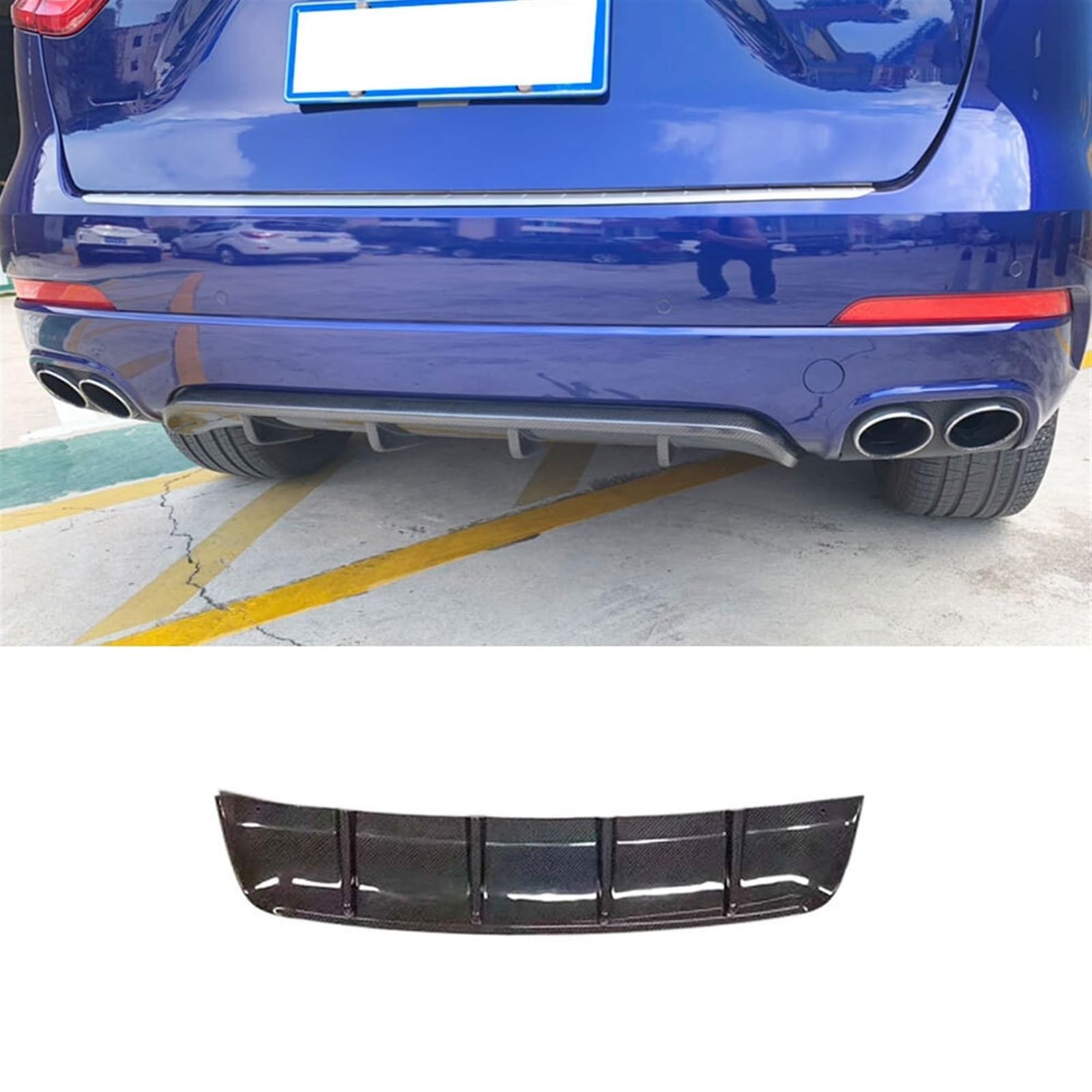 LAINGJINGMEI Carbon Fiber Auto Spoiler Hinten Diffusor Lip Body Kits Kompatibel for Maserati Levante Limousine 4 Tür S Sport Utility 2016-2019 FRP(Carbon Fiber) von LAINGJINGMEI