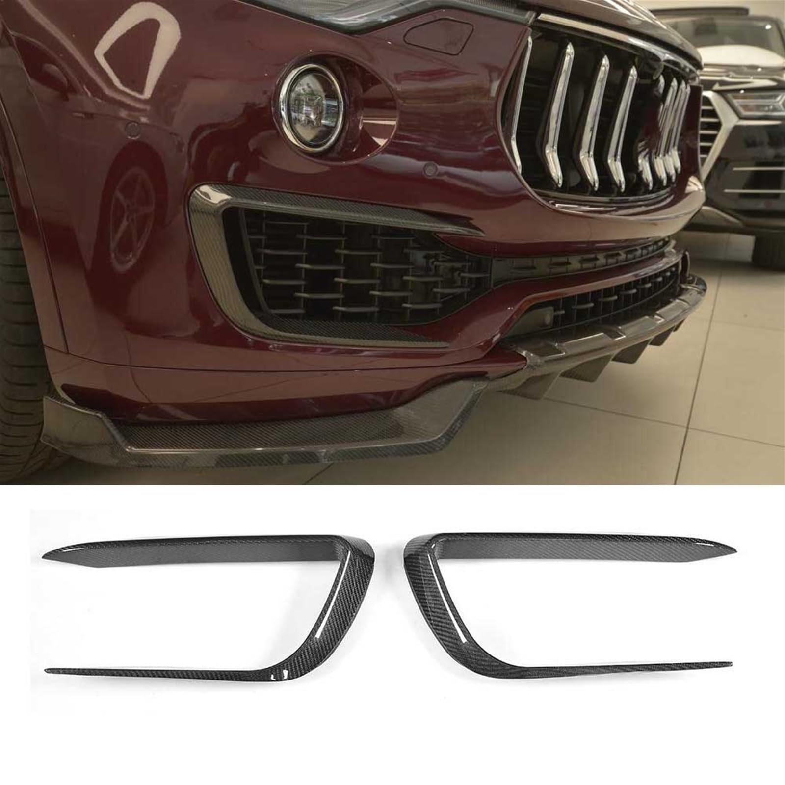 LAINGJINGMEI Carbon Fiber Body Kit Kompatibel for Maserati Levante 4 Türer 2016-2019 Front Lip Splitter Vent Trim Abdeckungen Hinten Lip Mitte Spoiler(Front Vent Trims) von LAINGJINGMEI