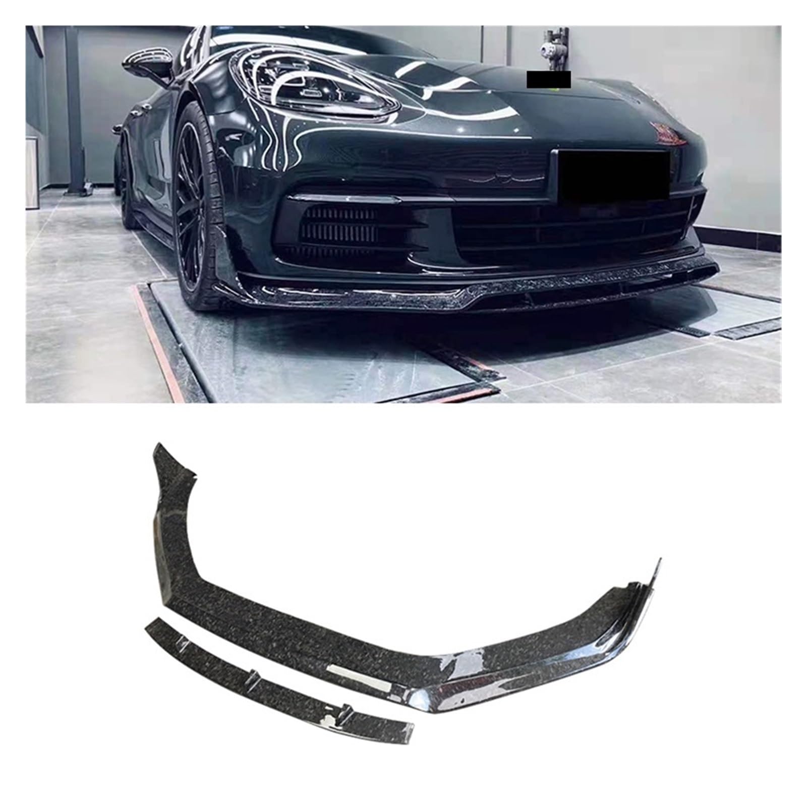 LAINGJINGMEI Carbon Fiber Kompatibel for Porsche Panamera 971 Turbo 2017-2021 Front Lip Heckdiffusor Bumper Spoiler Körper Seite Rock(PM 971 Front) von LAINGJINGMEI