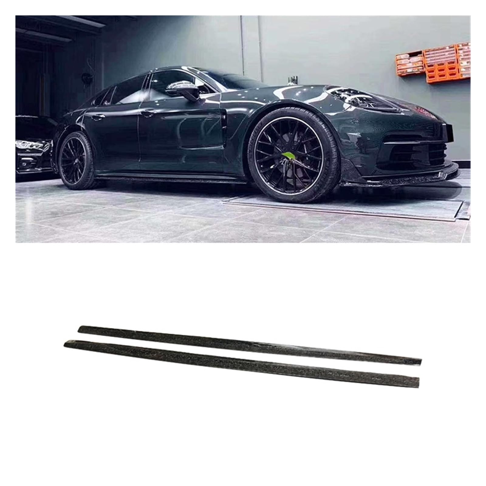 LAINGJINGMEI Carbon Fiber Kompatibel for Porsche Panamera 971 Turbo 2017-2021 Front Lip Heckdiffusor Bumper Spoiler Körper Seite Rock(Side Skirt) von LAINGJINGMEI