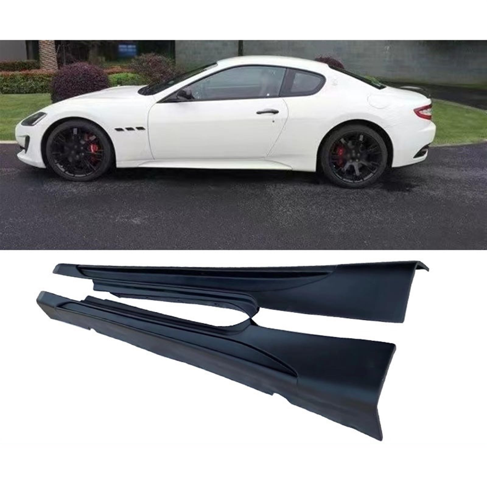 LAINGJINGMEI Carbon Fiber Look/FRP Unlackiert Seitenschweller Verlängerung Lip Body Kits Kompatibel for Maserati GT GTS(Carbon Look) von LAINGJINGMEI