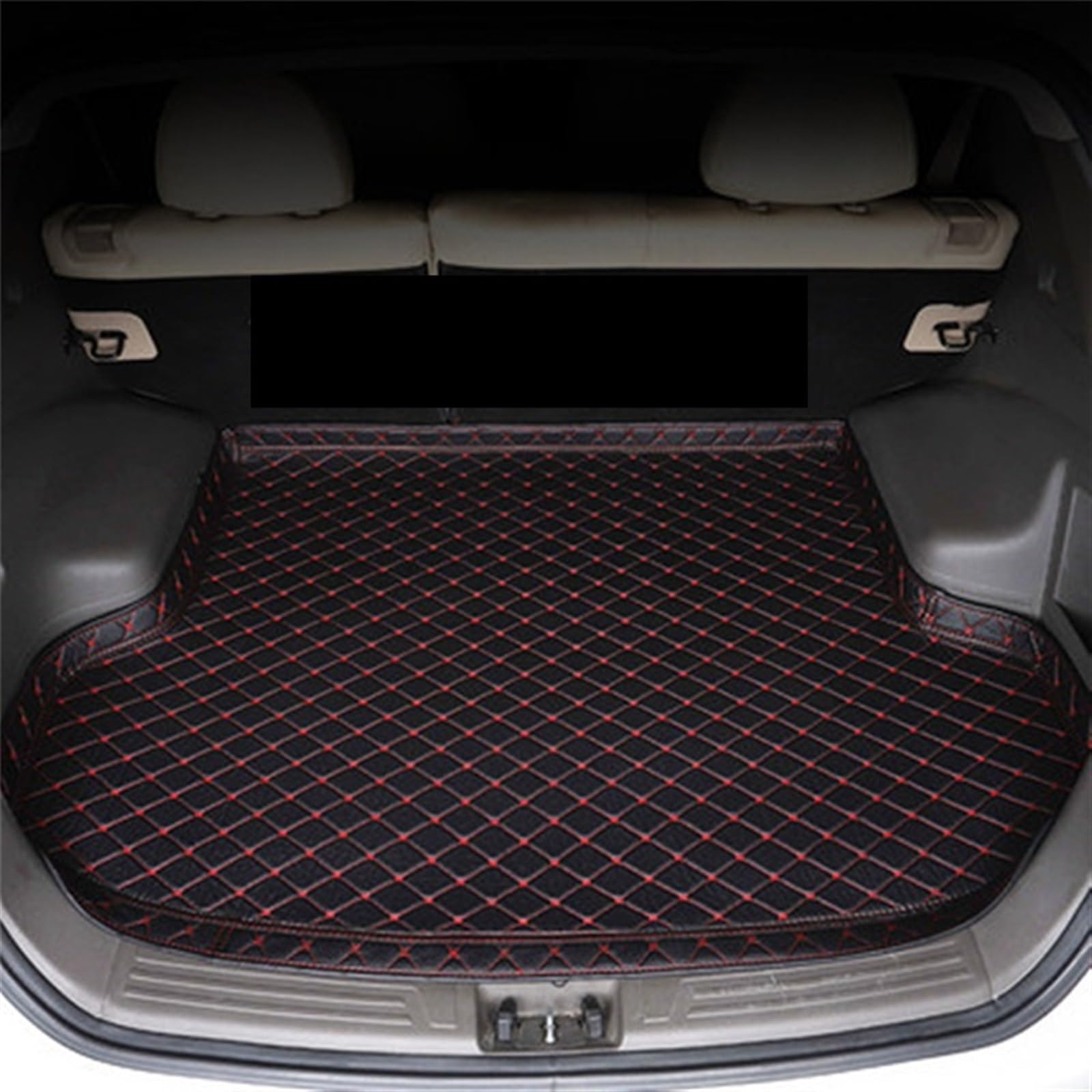 LAINGJINGMEI Kofferraum Matte ALLE Wetter AUTO Schwanz Boot Gepäck Pad Teppich Hohe Seite Cargo-Liner Kompatibel for Cadillac XT4 2018 2019-2024(Black Red) von LAINGJINGMEI