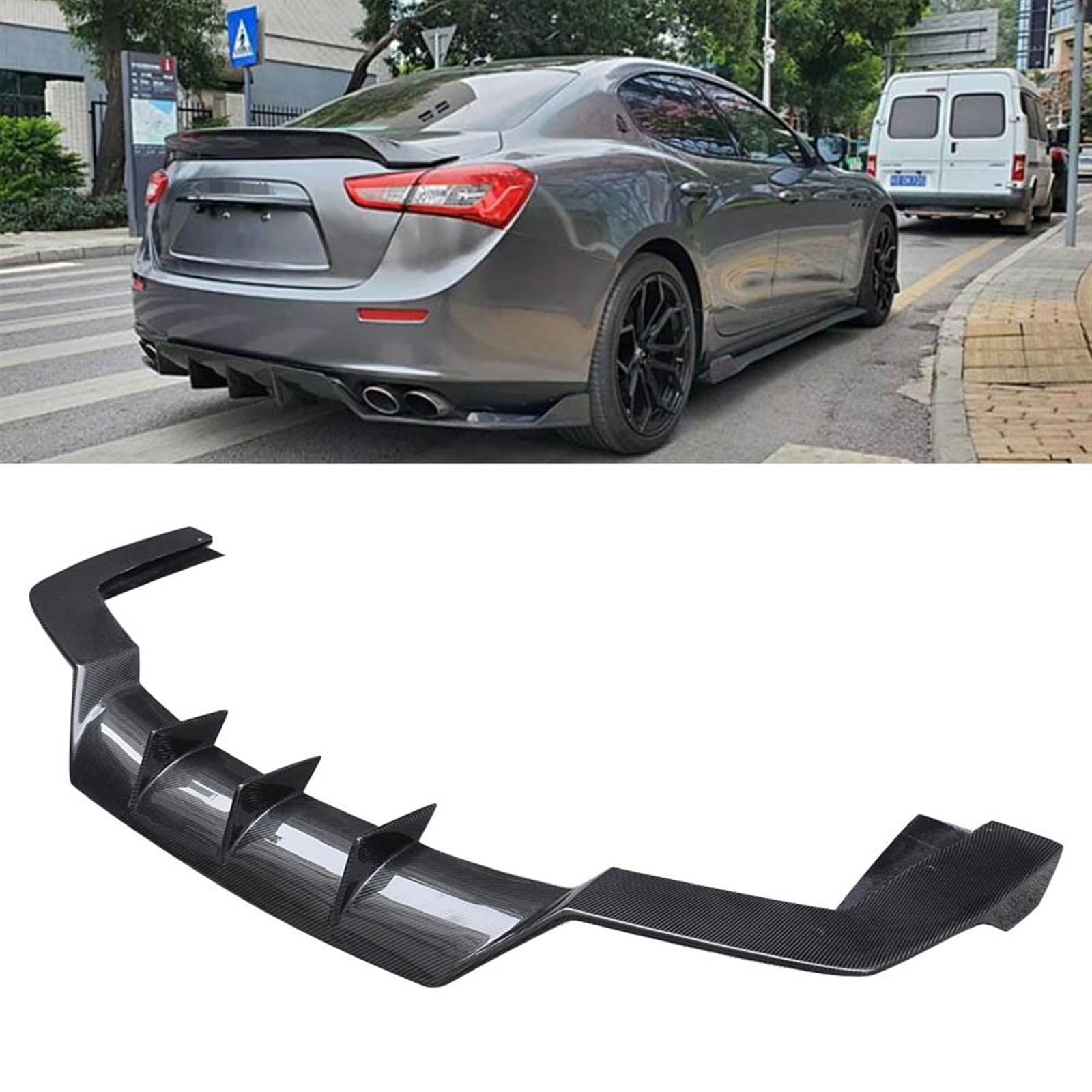 LAINGJINGMEI Kompatibel for Maserati Ghibli 2017-2020 Carbon Fiber Hinten Lip Diffusor Spoiler Auto Tuning(Fiberglass) von LAINGJINGMEI