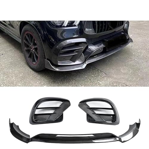 LAINGJINGMEI Kompatibel for Mercedes Benz 2020-2022 GLE 63 SUV Carbon Fiber Barbos Front Stoßstange Carbon Fiber Spoiler Separator Front Lip(True Carbon fiber-02) von LAINGJINGMEI