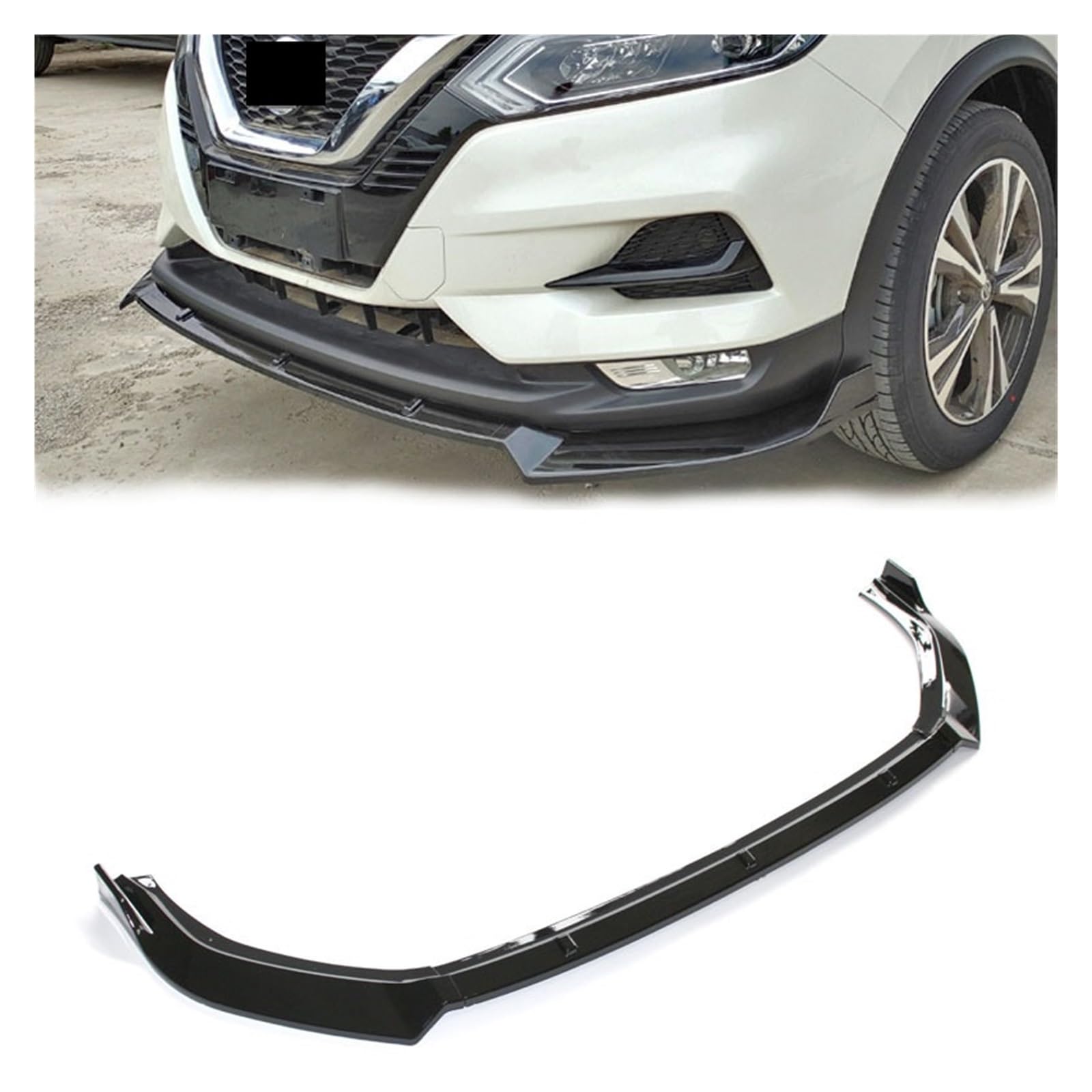 LAINGJINGMEI Kompatibel for Nissan Qashqai 19-20 Carbon Muster Front Spoiler Protector Lip Body Kit Separator Auto Teile(Bright Black) von LAINGJINGMEI