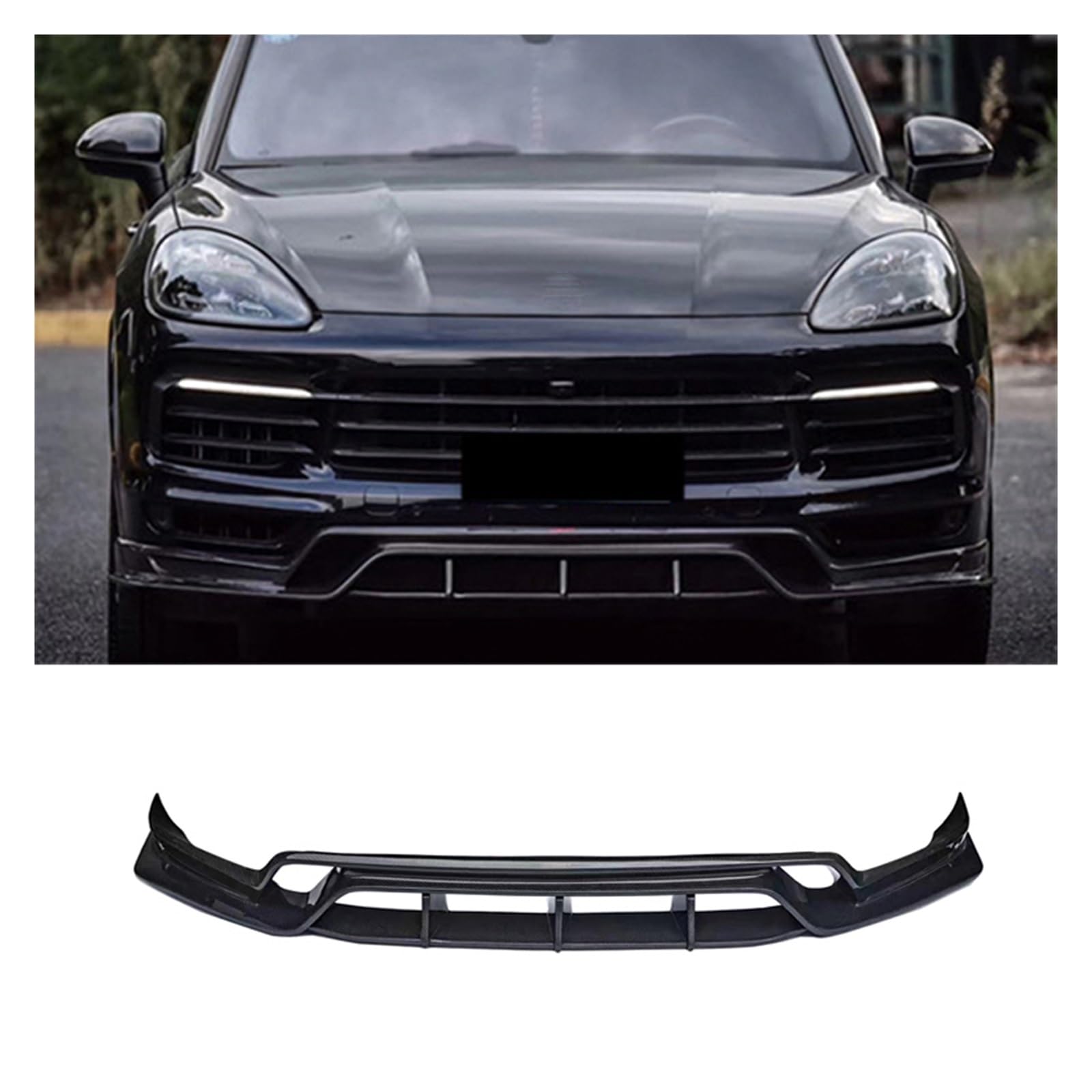 LAINGJINGMEI Kompatibel for Porsche Cayenne Coupe Plus 2016-2019 Carbon Front Lip Diffusor Körper Kit(True Carbon fiber-04) von LAINGJINGMEI