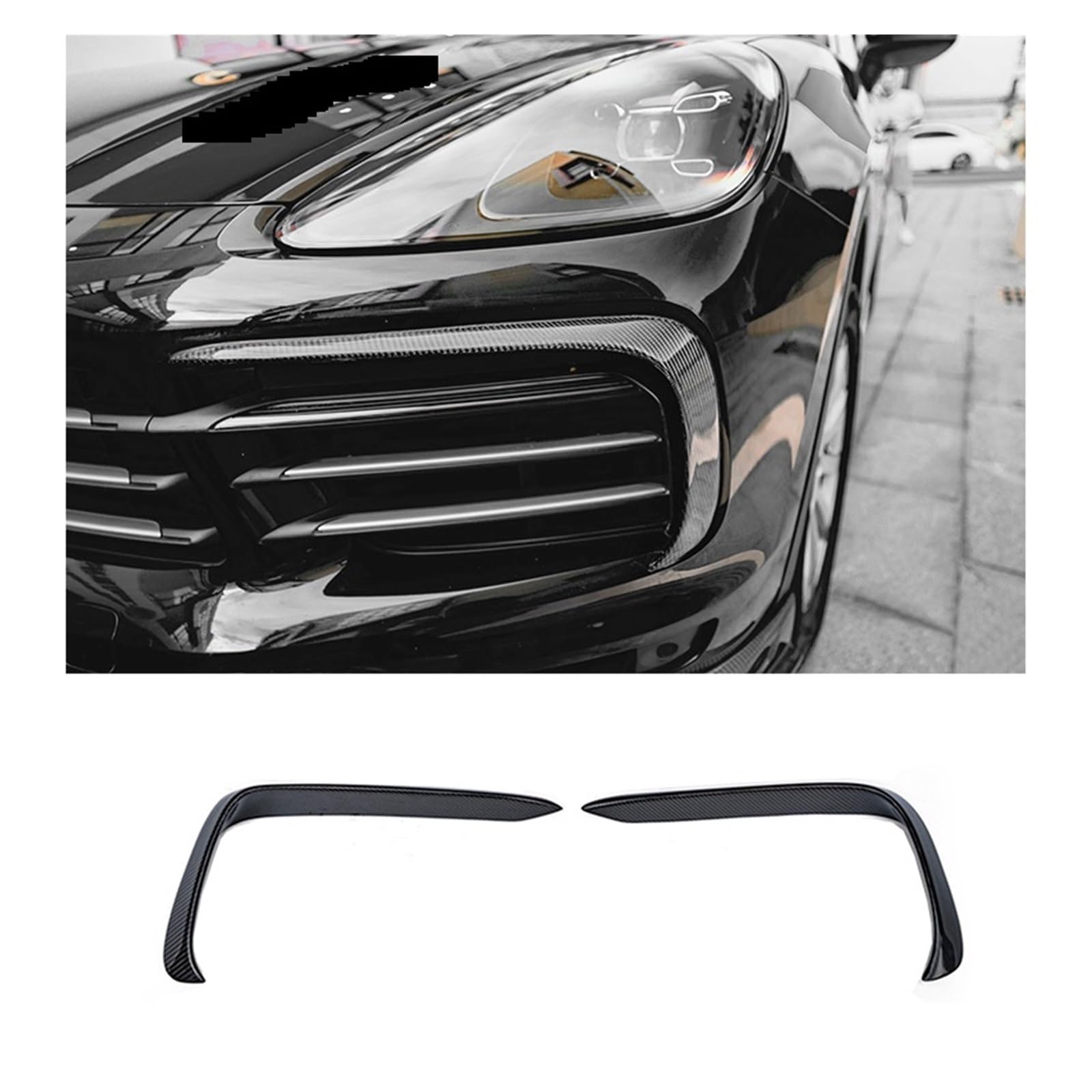 LAINGJINGMEI Kompatibel for Porsche Cayenne Coupe Plus 2016-2019 Carbon Front Lip Diffusor Körper Kit(True Carbon fiber-05) von LAINGJINGMEI