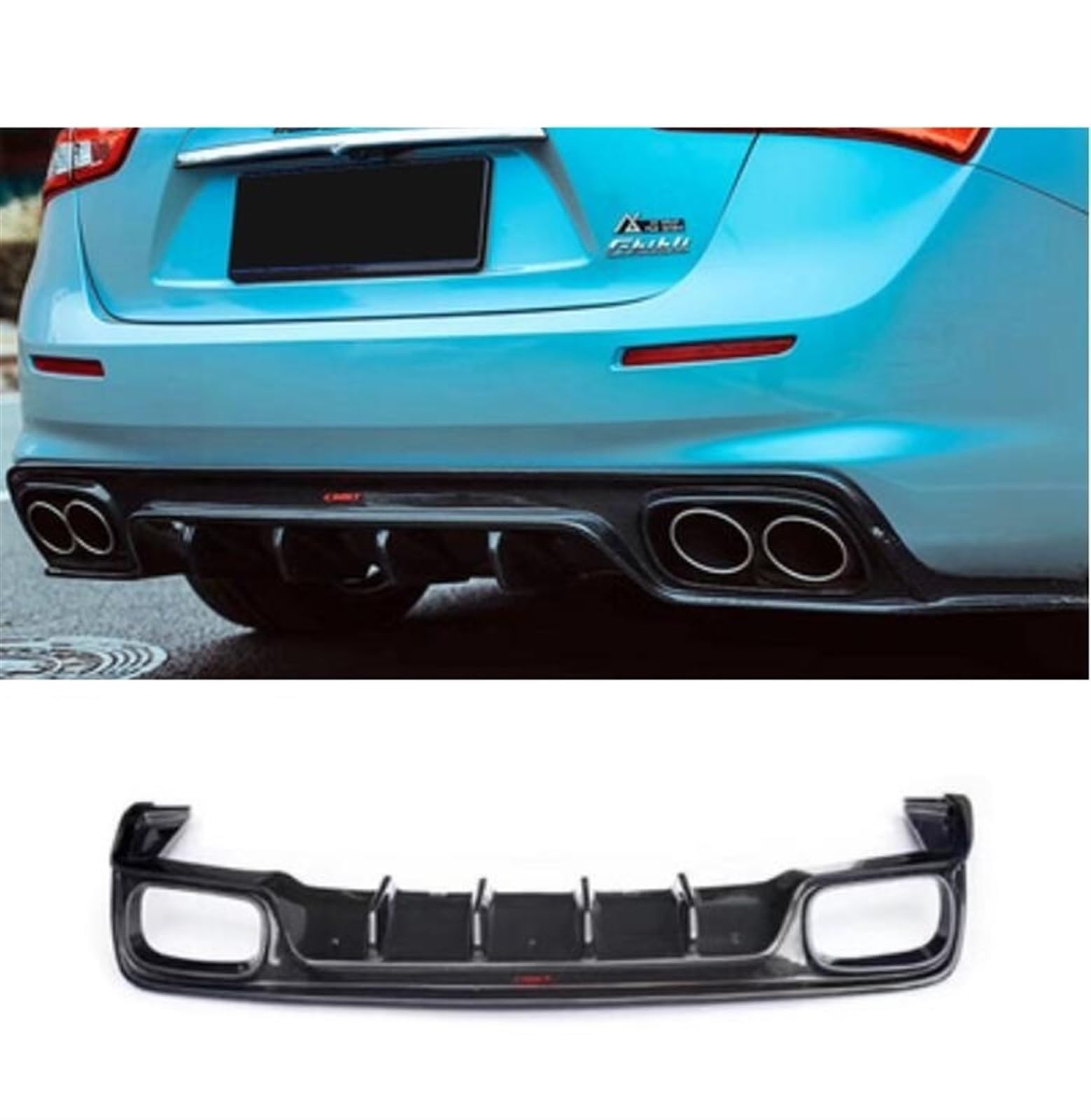 LAINGJINGMEI Kompatibel mit Maserati Ghibli 2018 2019 2020 2021 2022 2023, Carbon Fiber Front Bumper Lip Splitter Diffusor Spoiler Abdeckung(Diffuser) von LAINGJINGMEI