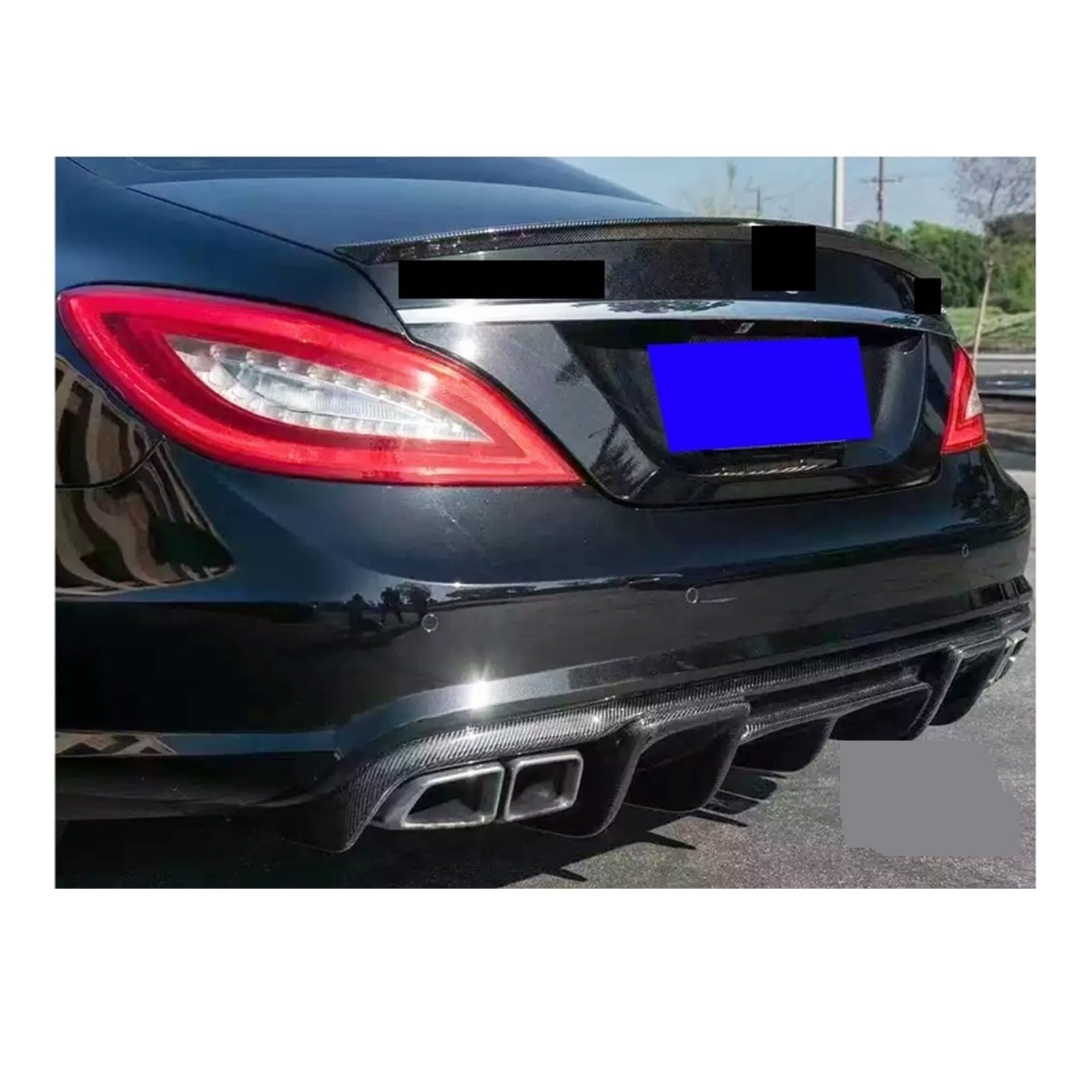 LAINGJINGMEI Kompatibel mit Mercedes Benz CLS-Klasse W218 CLS350 CLS63 AMG Stoßstange aus Kohlefaser, Heckdiffusor 2011–2014(FRP Glossy Black) von LAINGJINGMEI