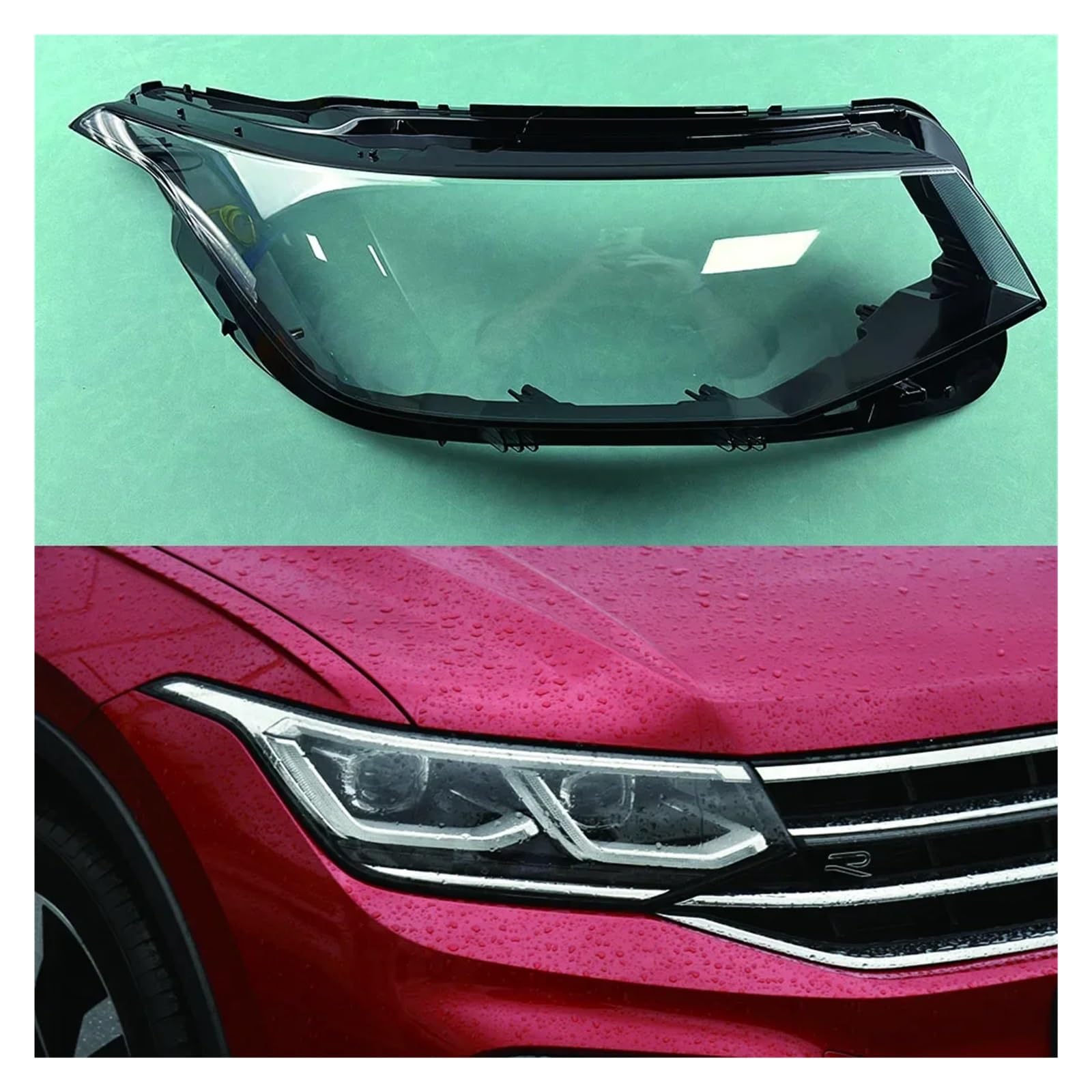 LAINGJINGMEI Kompatibel mit VW Tiguan L 2022 2023 Auto-Frontscheinwerfer-Glas-Scheinwerfer, transparenter Lampenschirm, Lampengehäuse, Scheinwerfer-Abdecklinse(Hight Right) von LAINGJINGMEI