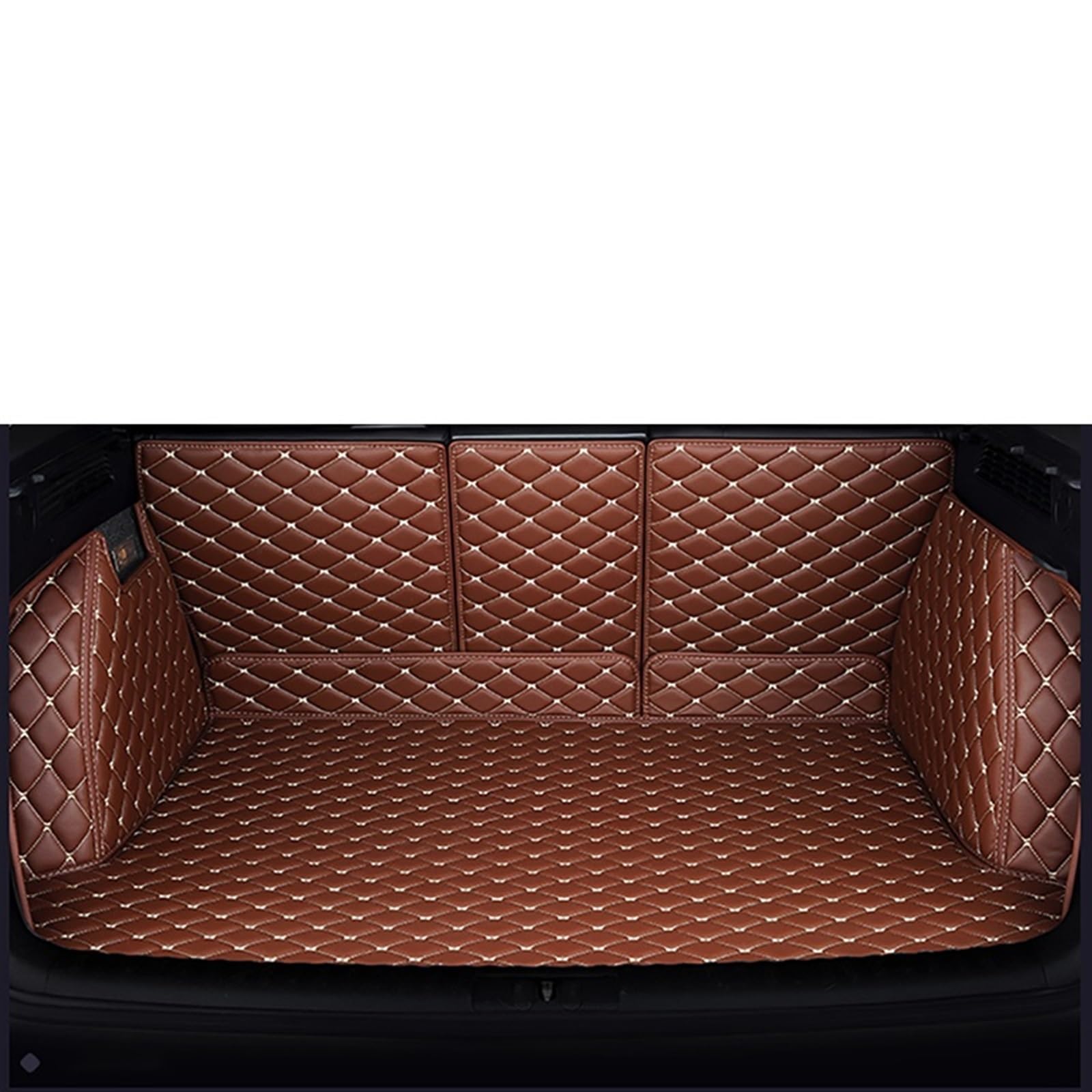 LAINGJINGMEI Maßgeschneiderte, vollständig geschlossene Kofferraummatten, kompatibel for BMW alle Medels X3 X1 X4 X5 X6 Z4 525 520 F30 F10 E46 E90. Innendetails(Brown,Add LOGO) von LAINGJINGMEI