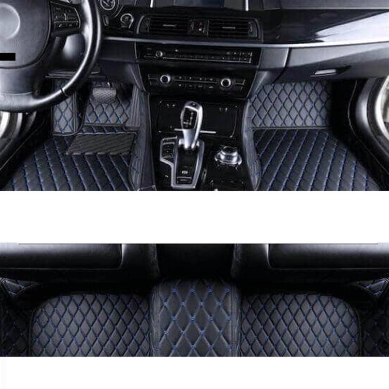 LAINGJINGMEI Teppiche kompatibel for Toyota Land Cruiser 2020 2019 2018 2017 Auto-Fußmatten Styling individuelle Innenausstattung Leder wasserdichte Teppiche(LHD BLACK BLUE) von LAINGJINGMEI