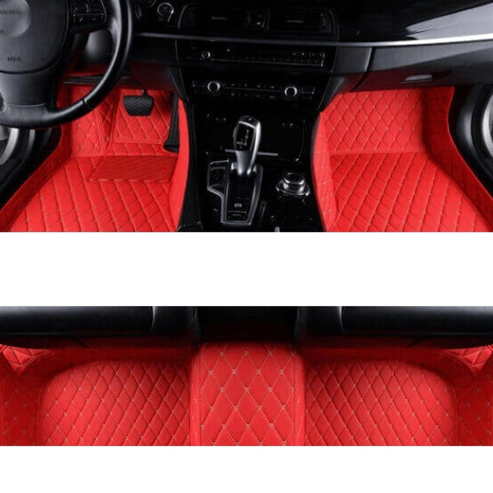 LAINGJINGMEI Teppiche kompatibel for Toyota Land Cruiser 2020 2019 2018 2017 Auto-Fußmatten Styling individuelle Innenausstattung Leder wasserdichte Teppiche(LHD RED) von LAINGJINGMEI