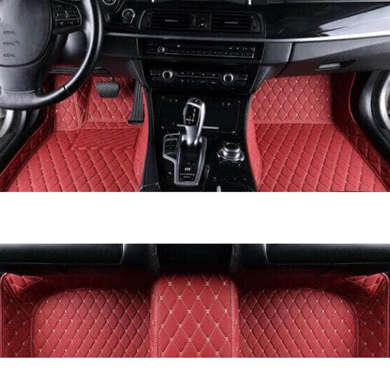 LAINGJINGMEI Teppiche kompatibel for Toyota Land Cruiser 2020 2019 2018 2017 Auto-Fußmatten Styling individuelle Innenausstattung Leder wasserdichte Teppiche(LHD WINE RED) von LAINGJINGMEI