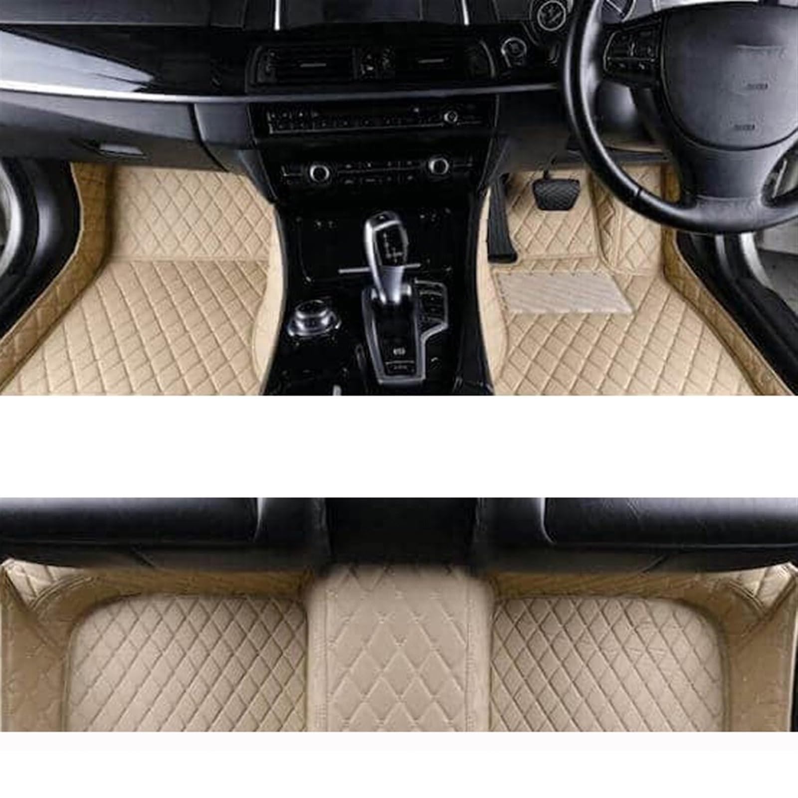 LAINGJINGMEI Teppiche kompatibel for Toyota Land Cruiser 2020 2019 2018 2017 Auto-Fußmatten Styling individuelle Innenausstattung Leder wasserdichte Teppiche(RHD BEIGE) von LAINGJINGMEI