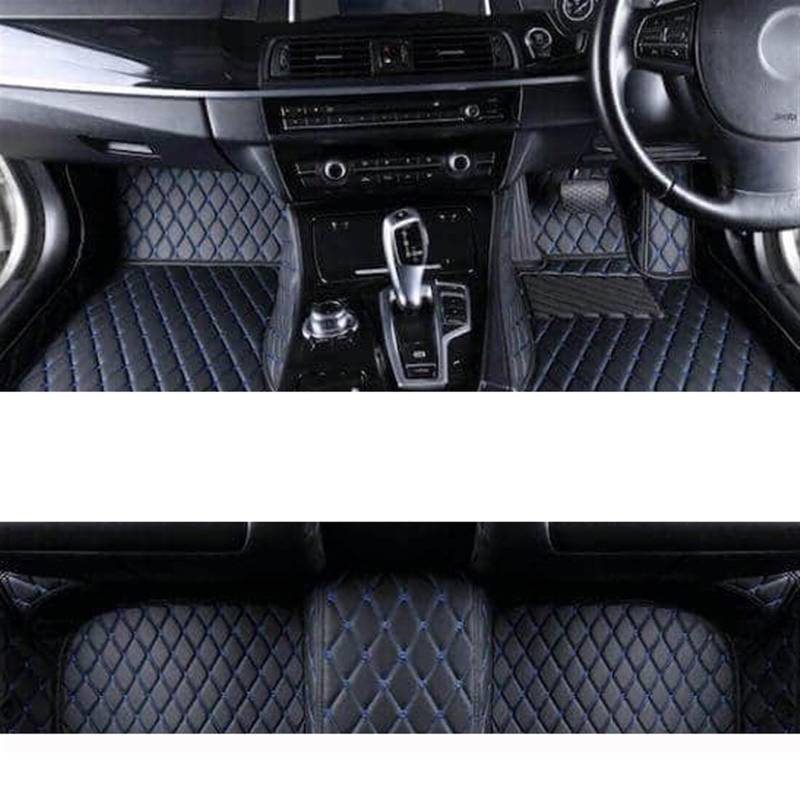 LAINGJINGMEI Teppiche kompatibel for Toyota Land Cruiser 2020 2019 2018 2017 Auto-Fußmatten Styling individuelle Innenausstattung Leder wasserdichte Teppiche(RHD BLACK BLUE) von LAINGJINGMEI