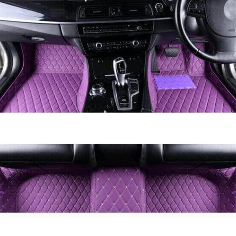 LAINGJINGMEI Teppiche kompatibel for Toyota Land Cruiser 2020 2019 2018 2017 Auto-Fußmatten Styling individuelle Innenausstattung Leder wasserdichte Teppiche(RHD PURPLE) von LAINGJINGMEI