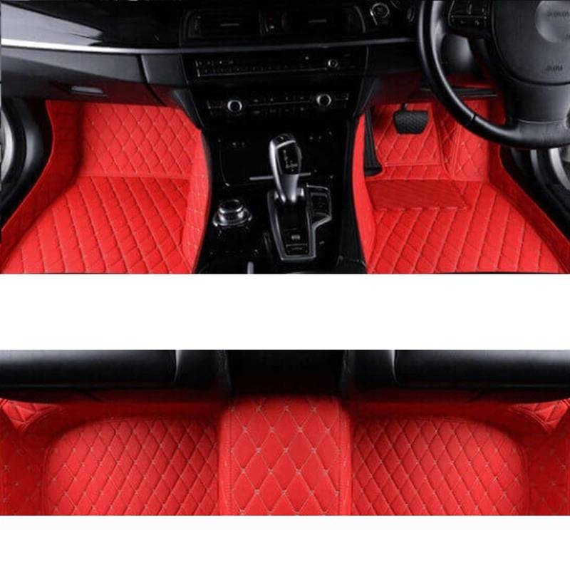 LAINGJINGMEI Teppiche kompatibel for Toyota Land Cruiser 2020 2019 2018 2017 Auto-Fußmatten Styling individuelle Innenausstattung Leder wasserdichte Teppiche(RHD RED) von LAINGJINGMEI