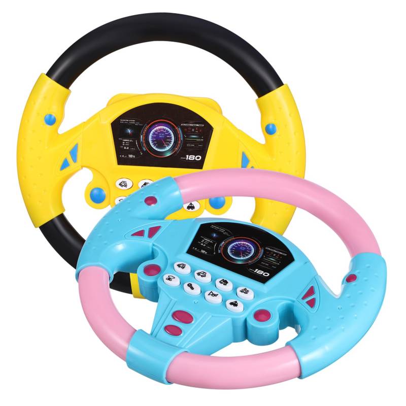 LALADEFIEE 2 Stk Lenkradsimulator Spielzeuglenkrad Für Kinder Interaktives Lenkradspielzeug Autositz Lenkrad Vorgeben Kinderwagen-lenkrad-spielzeugaufsatz Lenkradspielzeug Fürs Auto Plastik von LALADEFIEE