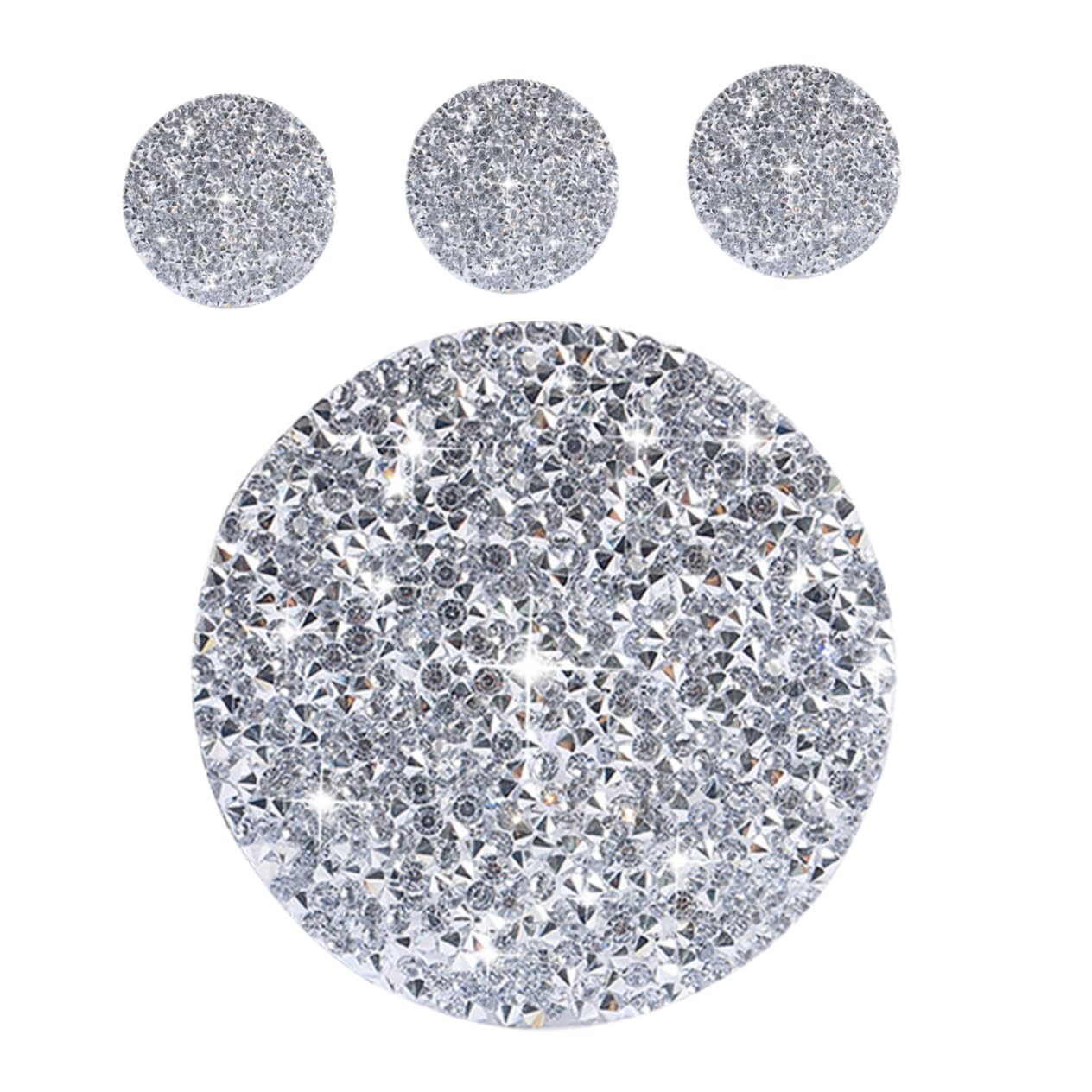 LALADEFIEE 4 Stück Untersetzer Auto Getränkehalter Rhinestone Auto Zubehör Autotassenhalter auto zübehör Hitzebeständige Cup Coaster Autozubehör Zubehör fürs Auto Harzbohrer Silver von LALADEFIEE