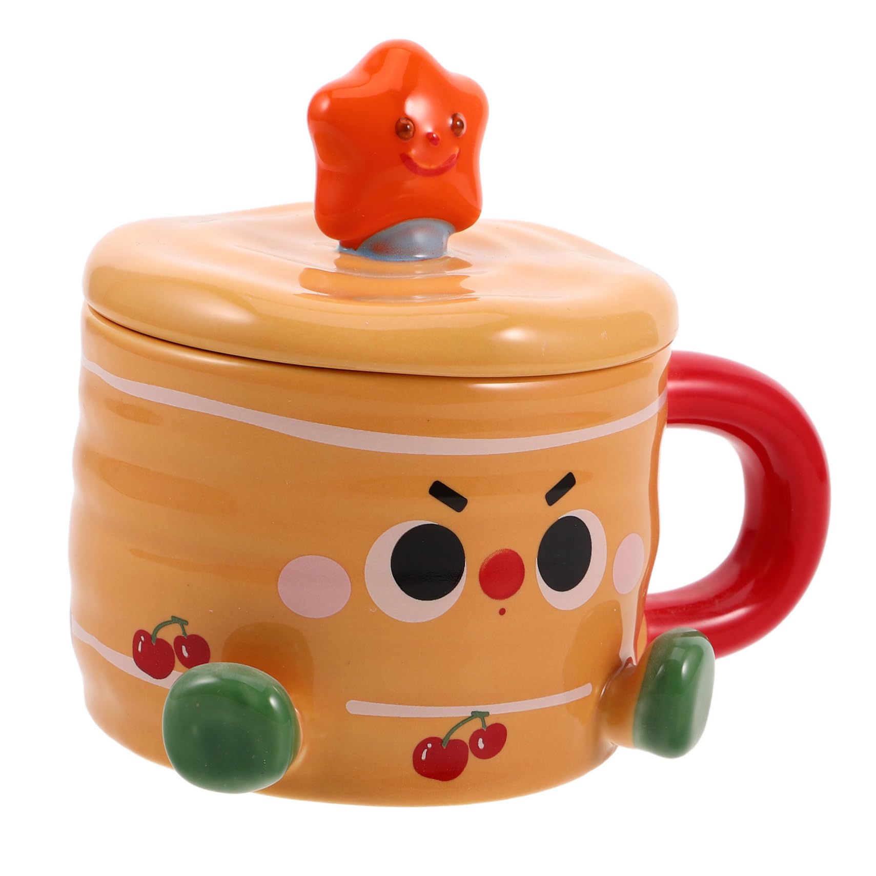 LALADEFIEE Keramikbecher Latte Art Tasse Aus Keramik Teetasse Getränkebecher Latte-Becher Aus Keramik Kawaii Tassen Wasserbecher Für Kleine Mädchen Ästhetische Kaffeetasse Weißes Porzellan von LALADEFIEE