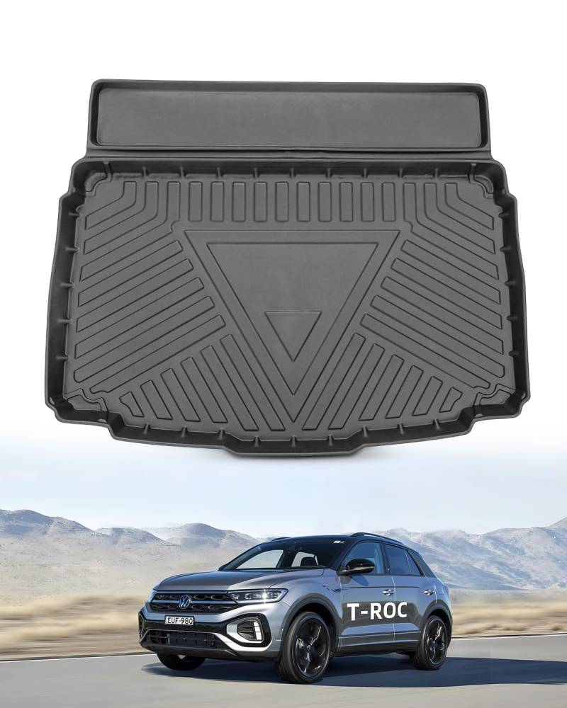 LANGBEAN Untere Kofferraummatte für VW T-ROC 2024 2023 2022 2021 2020 2019 2018, Kofferraum Schutzmatte Hinten Original T-ROC aus TPE mit Hohem Rand, Rutschfestes und Wasserdichtes von LANGBEAN