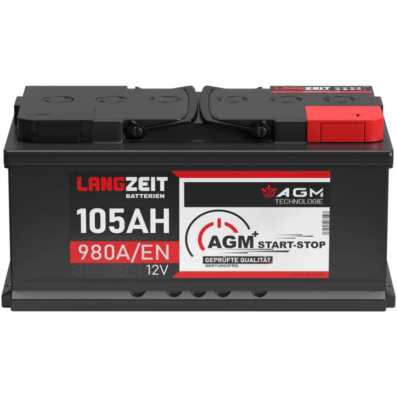 LANGZEIT AGM Batterie 105Ah 12V 980A/EN Start-Stop Autobatterie VRLA Batterie von LANGZEIT Batterien