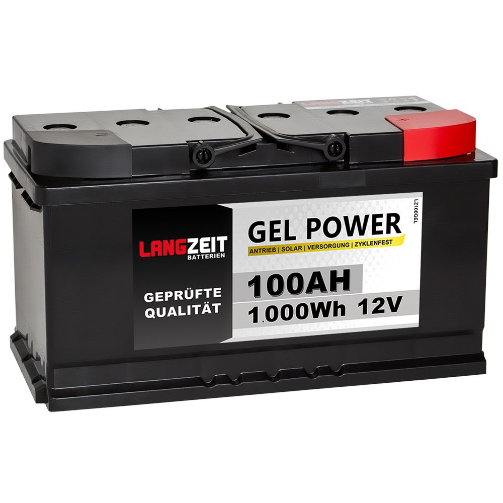 LANGZEIT Akku 12V 100AH Blei GEL Batterie Solarbatterie Wohnmobil Boot Solar zyklenfest von LANGZEIT Batterien