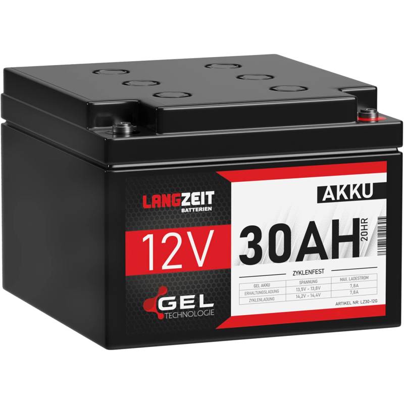 LANGZEIT Akku 12V 30Ah Gel Blei-Akku USV Batterie Rollstuhl Solar Wohnmobil auslaufsicher ersetzt LC-X12V33AP 26Ah 27Ah 28Ah 32Ah 33Ah von LANGZEIT Batterien