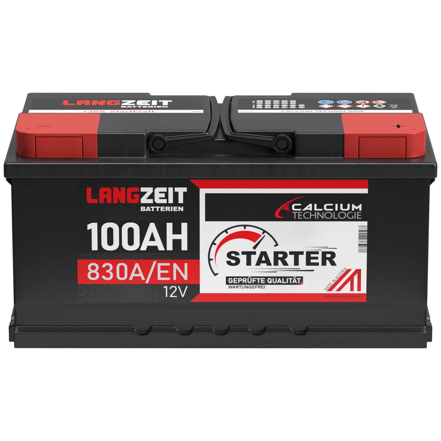 LANGZEIT Autobatterie 12V 100Ah 830A/EN +30% Startleistung Batterie ersetzt 88Ah 90Ah 92Ah 95Ah von LANGZEIT Batterien