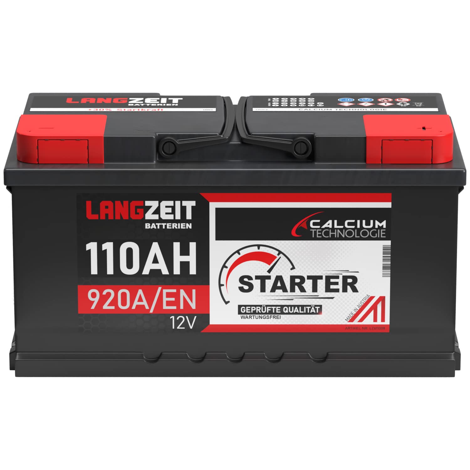 LANGZEIT Autobatterie 12V 110AH 920A/EN Starterbatterie +30% mehr Leistung ersetzt Batterie 92Ah 95Ah 100Ah 105Ah von LANGZEIT Batterien