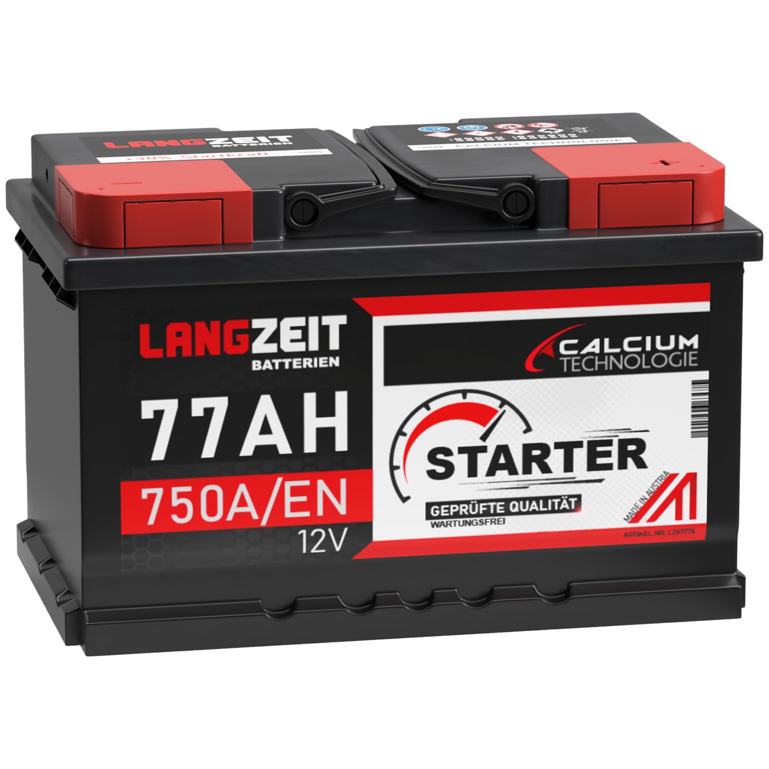 LANGZEIT Autobatterie 77AH 12V 750A/EN Starterbatterie +30% mehr Leistung ersetzt Batterie 75Ah 72Ah 74Ah 70Ah Starter Batterie von LANGZEIT Batterien