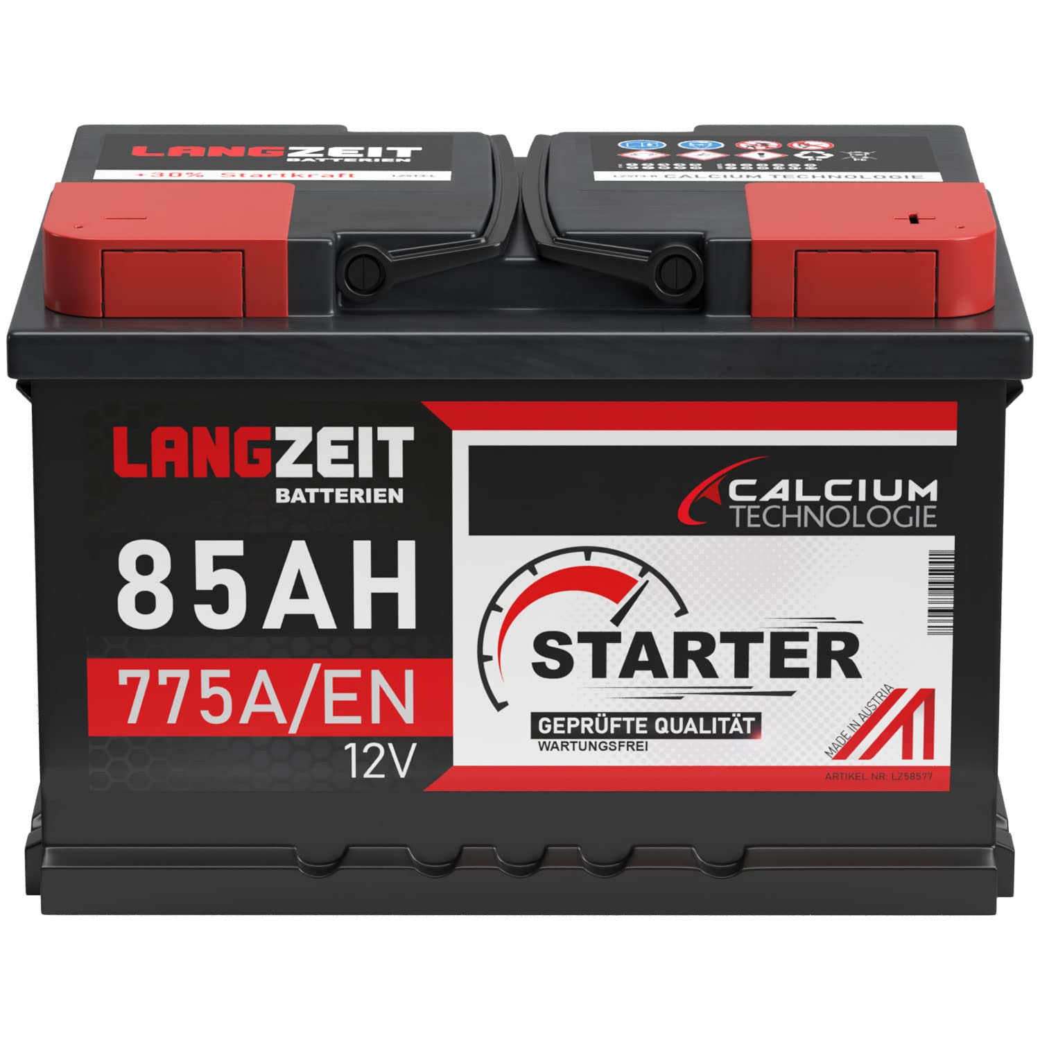 LANGZEIT lead acid, Autobatterie 85Ah 12V 775A/EN Starterbatterie Batterie ersetzt 80Ah 72Ah 74Ah 75Ah 77Ah, Kompatibel mit PKW von LANGZEIT Batterien