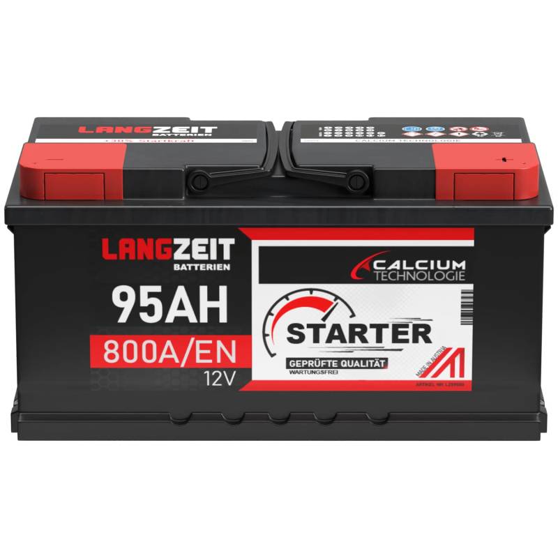 LANGZEIT Autobatterie 12V 95Ah 800A/EN Starterbatterie 30% mehr Startleistung ersetzt 100Ah 88Ah 90Ah 92Ah Batterie von LANGZEIT Batterien